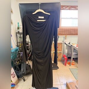 M.M.LaFleur The Annie Dress in Black Jersey - Size Medium - Ruched Draped Neck